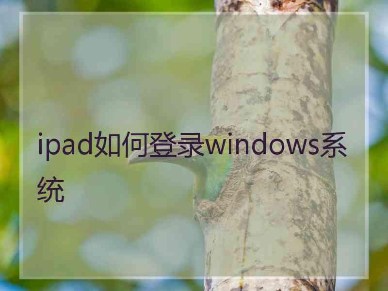 ipad如何登录windows系统