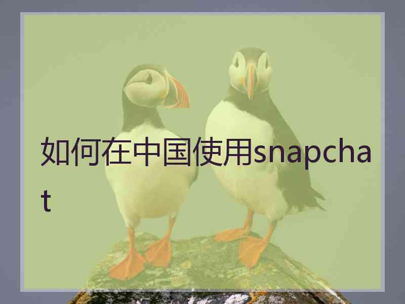 如何在中国使用snapchat